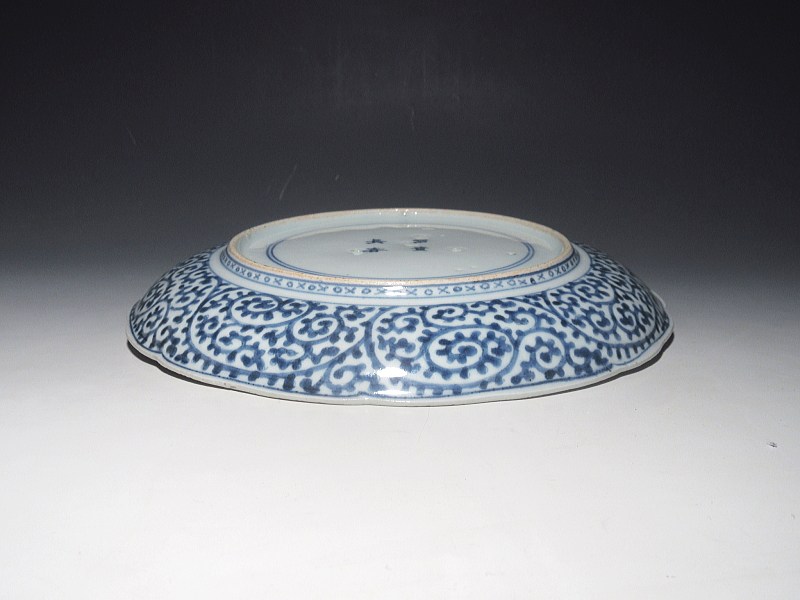 古伊万里　染付　両面蛸唐草文　七寸強皿【享保～宝暦】その２