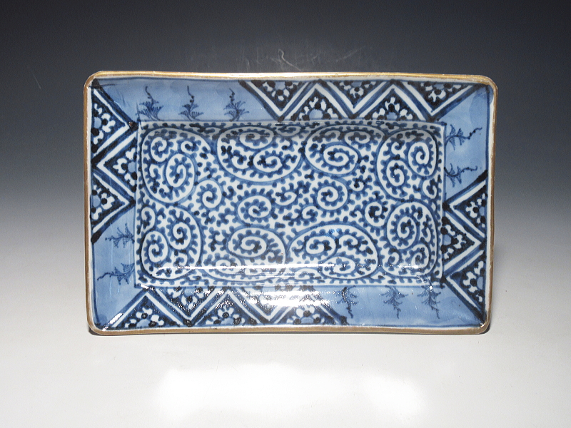 古伊万里　染付　全面蛸唐草文　角皿【宝暦～明和】その２