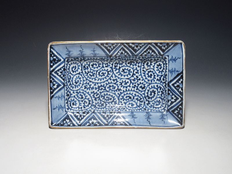 古伊万里　染付　全面蛸唐草文　角皿【宝暦～明和】その３