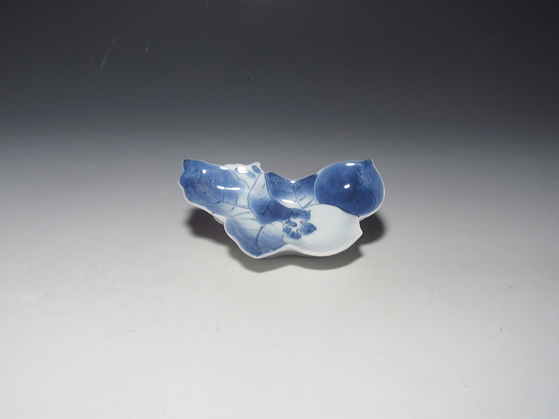 古伊万里　藍柿右衛門　柿形　変形豆皿【延宝】