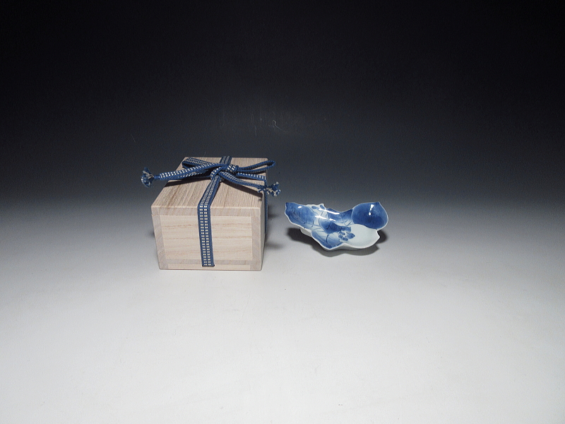 古伊万里　藍柿右衛門　柿形　変形豆皿【延宝】