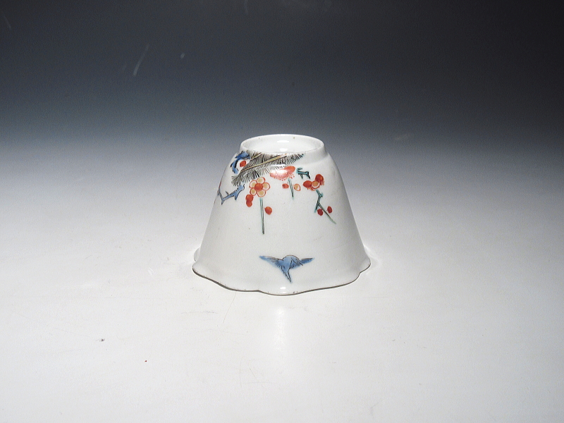 古伊万里　柿右衛門　花鳥柴垣文　猪口【延宝】