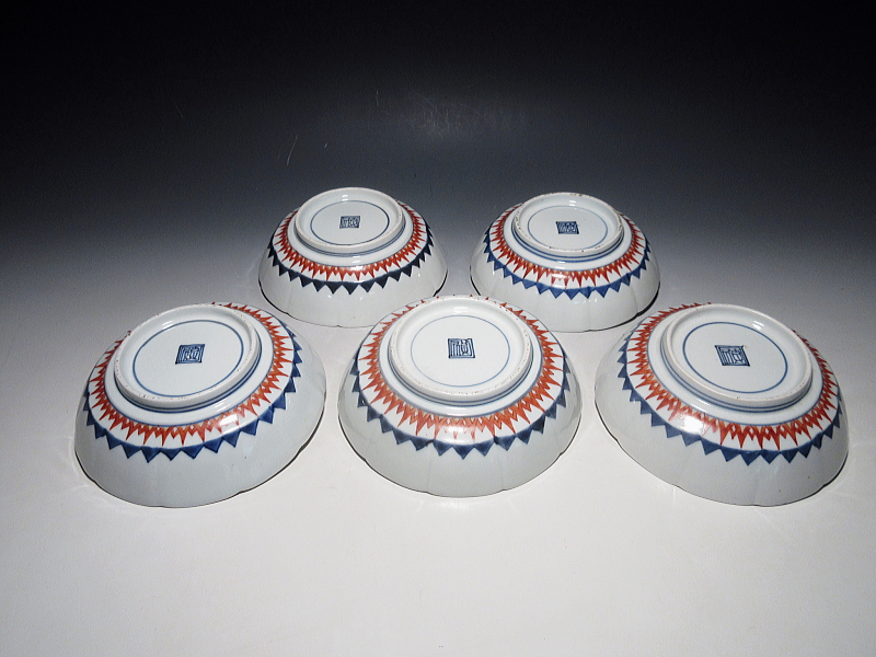 古伊万里 柿右衛門 和本菊花文 深皿 5客組【延宝】