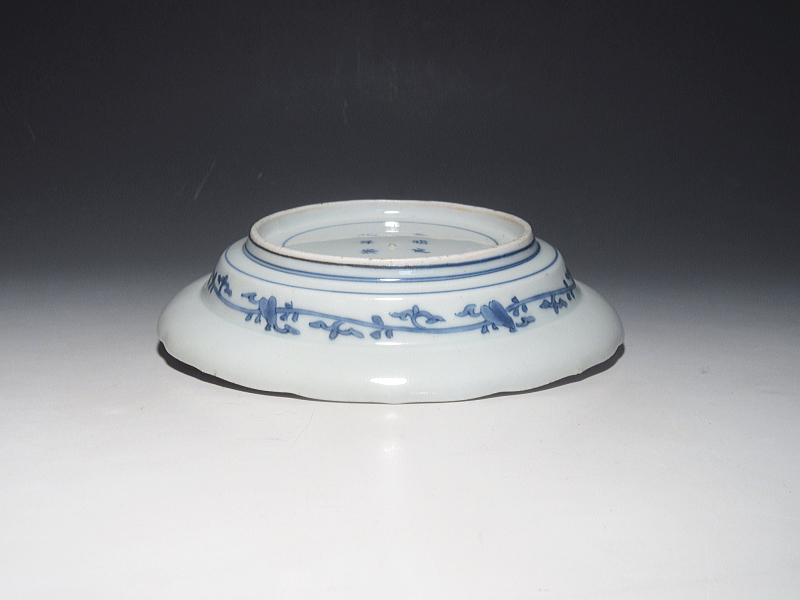 古伊万里　藍柿右衛門　鷺蛸唐草文　深皿【元禄】