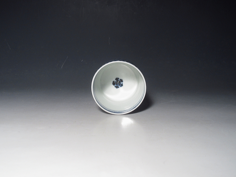 古伊万里　染付　全面蛸唐草文　のぞき猪口　５客組【宝暦】