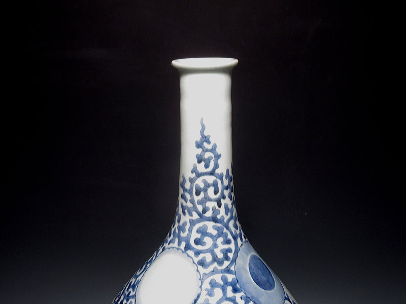古伊万里 染付 雪輪蛸唐草文 大徳利【元禄~享保】