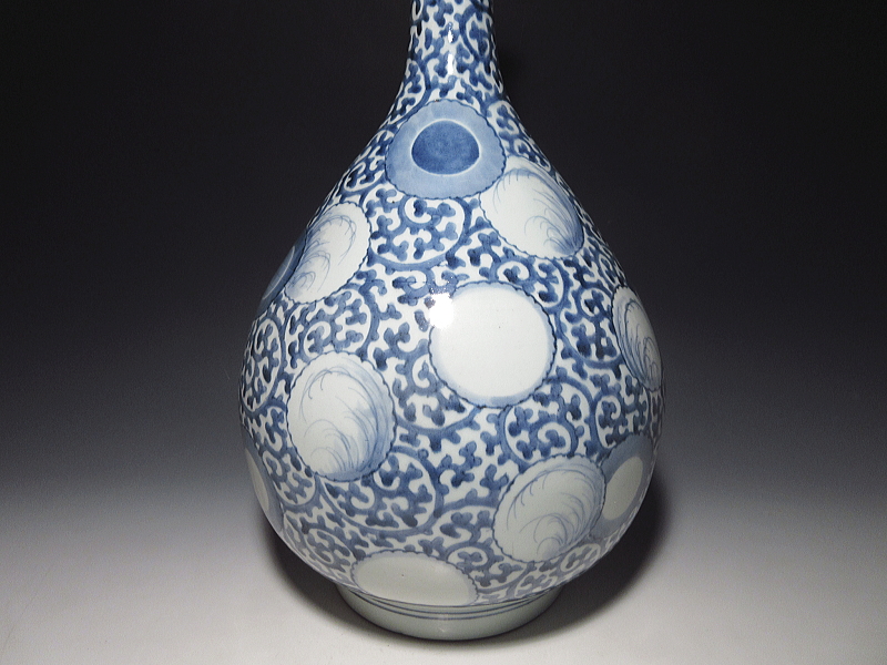 古伊万里 染付 雪輪蛸唐草文 大徳利【元禄~享保】