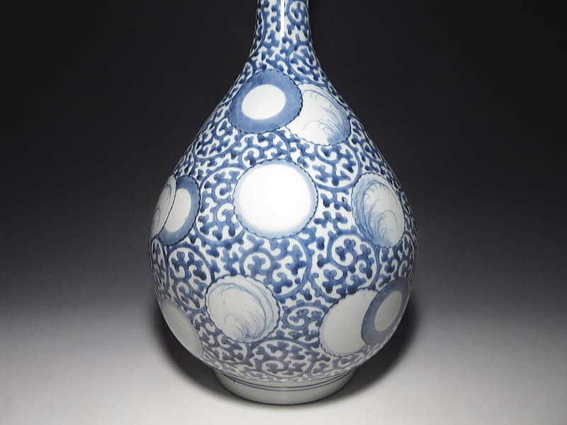 古伊万里 染付 雪輪蛸唐草文 大徳利【元禄~享保】