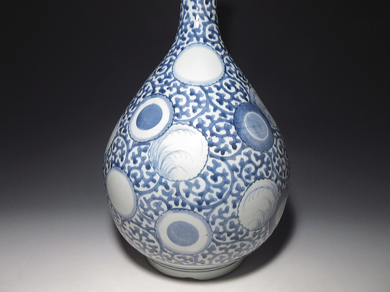 古伊万里 染付 雪輪蛸唐草文 大徳利【元禄~享保】