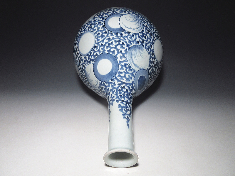 古伊万里 染付 雪輪蛸唐草文 大徳利【元禄~享保】