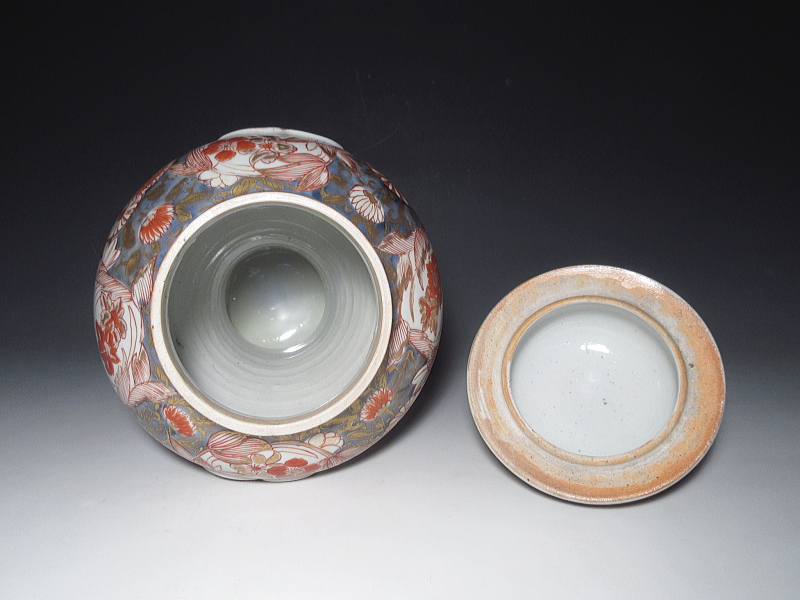 古伊万里　元禄色絵　蓋付沈香壷【元禄】