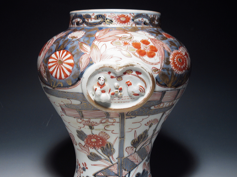 古伊万里　元禄色絵　蓋付沈香壷【元禄】