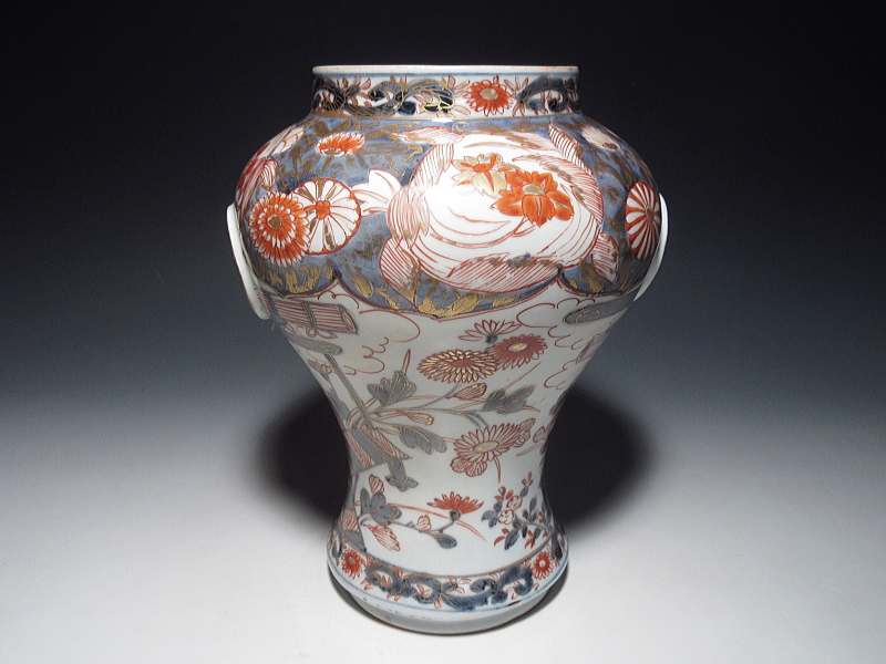 古伊万里　元禄色絵　蓋付沈香壷【元禄】