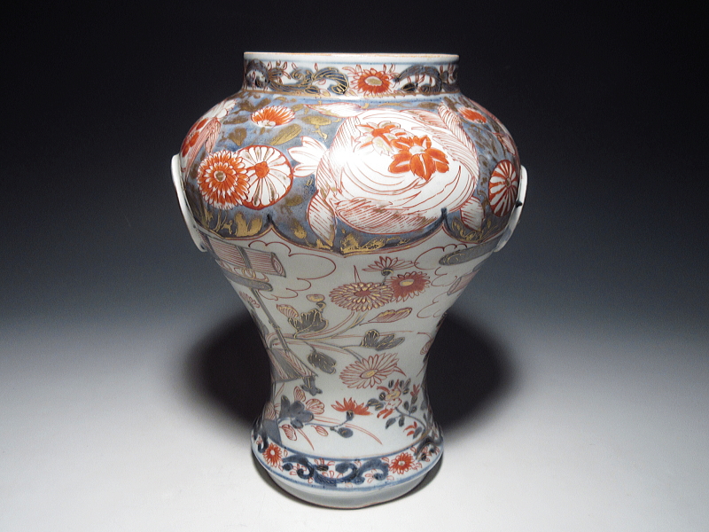 古伊万里　元禄色絵　蓋付沈香壷【元禄】