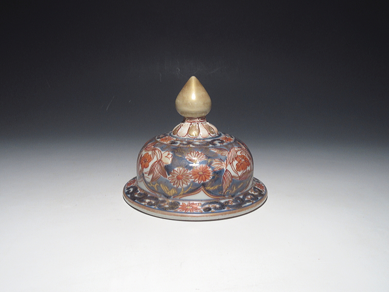 古伊万里　元禄色絵　蓋付沈香壷【元禄】