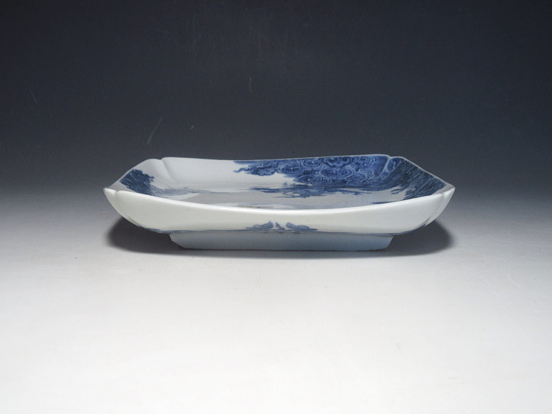 古伊万里　柿右衛門　龍虎文　角皿【延宝】