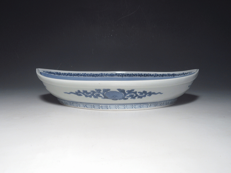 古伊万里　藍柿右衛門　宝尽くし鳳凰文　木瓜形皿【延宝】