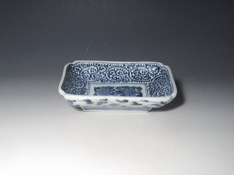 古伊万里　染付　蛸唐草文　小さな長皿　５枚組【宝暦】