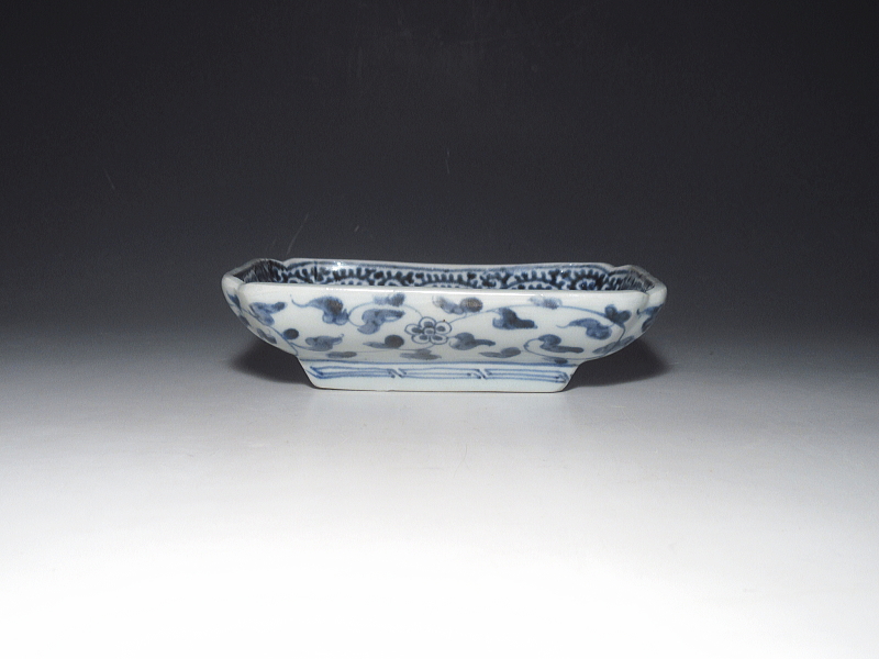 古伊万里　染付　蛸唐草文　小さな長皿　５枚組【宝暦】