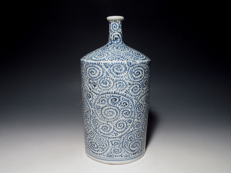 古伊万里　染付　蛸唐草文　酒徳利（密淋酒）【宝暦】