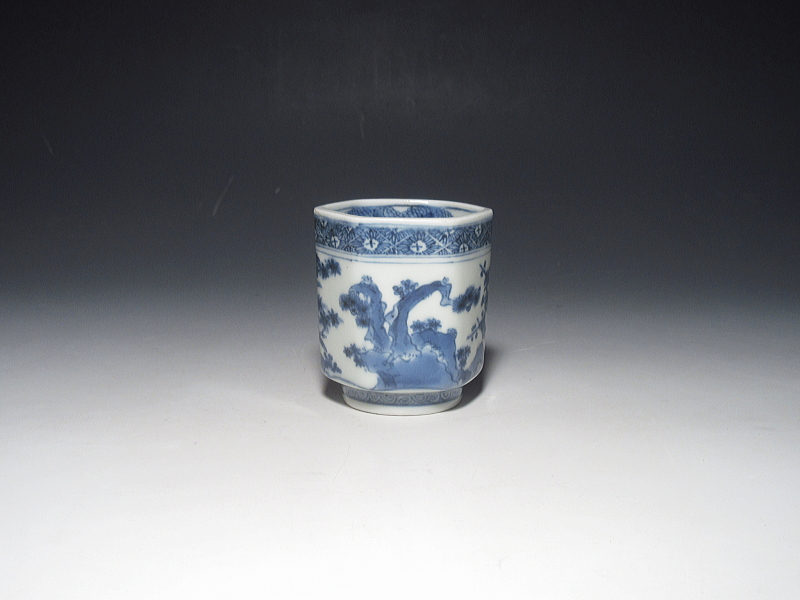 古伊万里　染付　松竹梅文　筒猪口【元禄～享保】