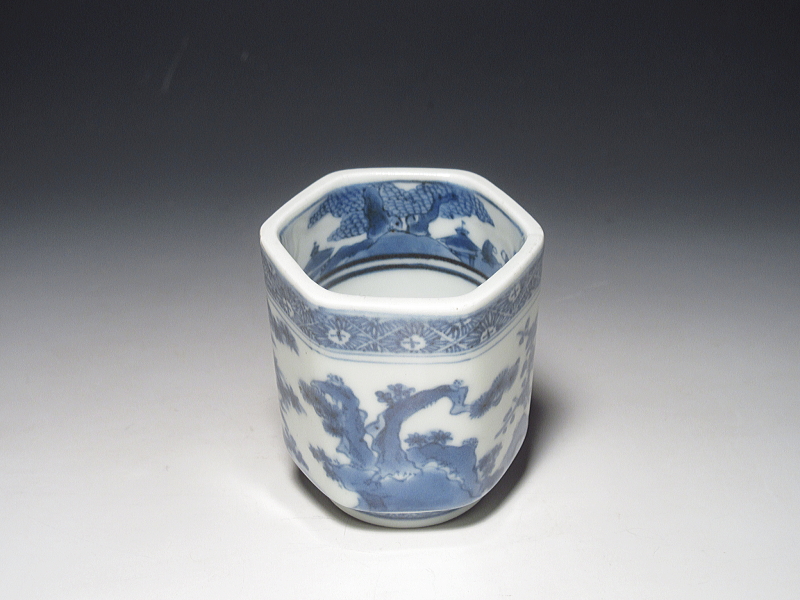 古伊万里　染付　松竹梅文　筒猪口【元禄～享保】