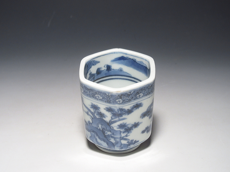 古伊万里　染付　松竹梅文　筒猪口【元禄～享保】
