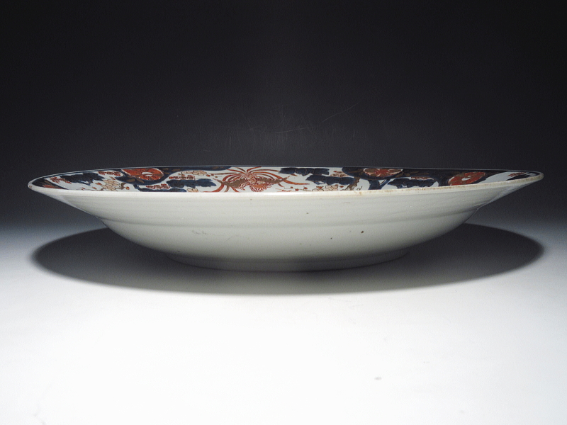 古伊万里　元禄色絵　花瓶花鳥文　大皿【元禄】