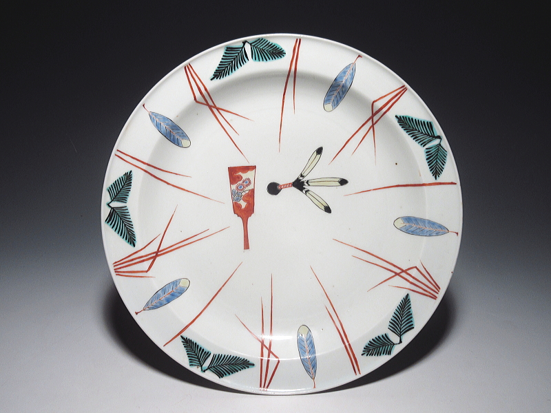 古伊万里　柿右衛門　羽子板文　七寸強皿【延宝】