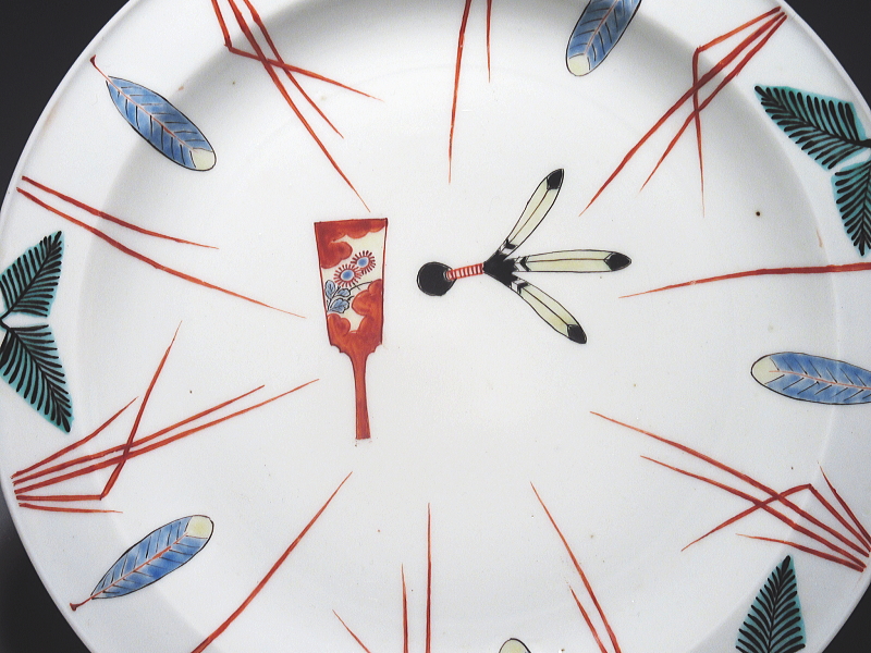 古伊万里 柿右衛門 羽子板文 七寸強皿【延宝】