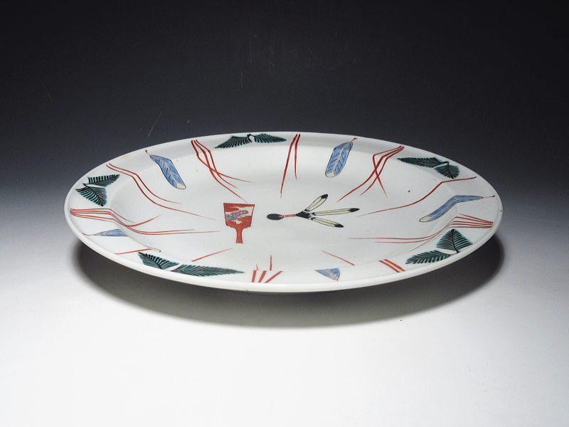 古伊万里 柿右衛門 羽子板文 七寸強皿【延宝】