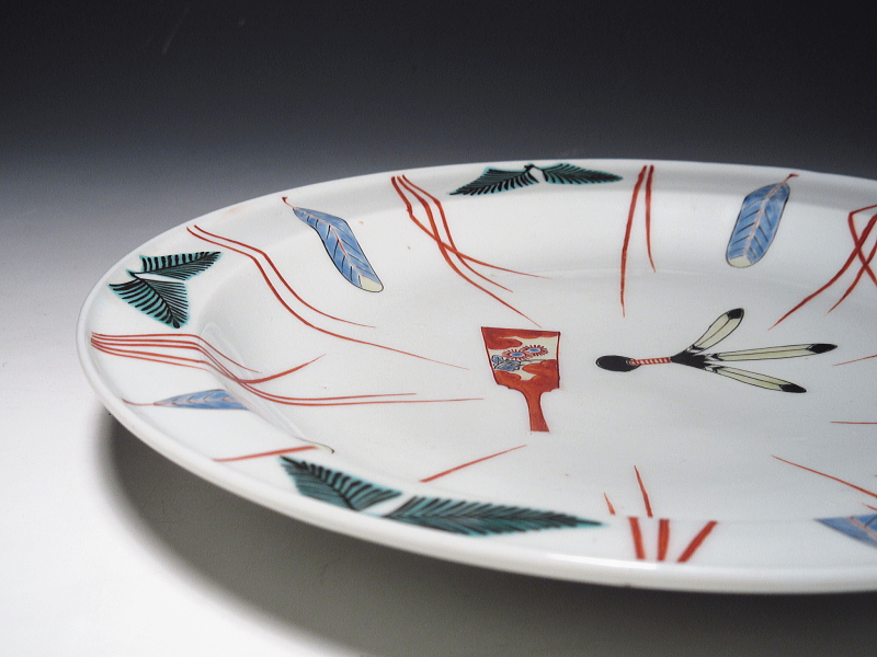 古伊万里 柿右衛門 羽子板文 七寸強皿【延宝】