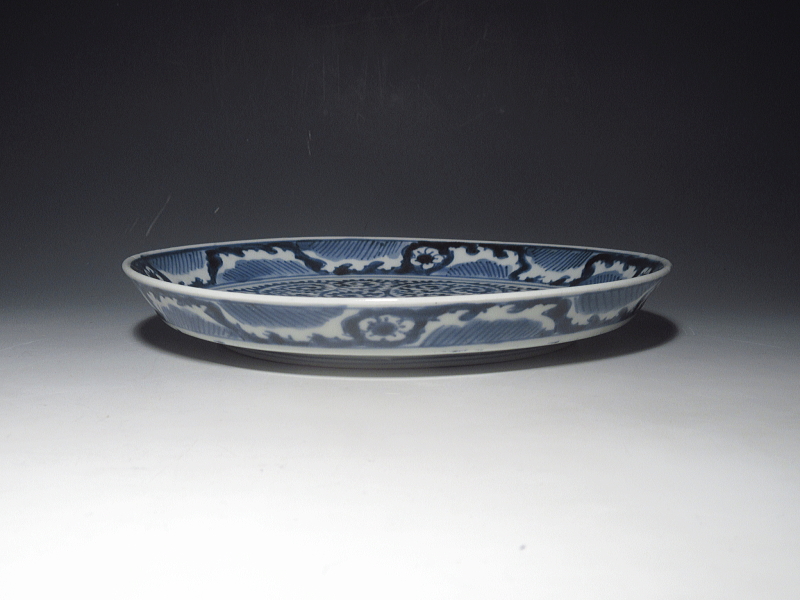 古伊万里　染付　全面蛸唐草文　七寸皿　５枚組【宝暦】