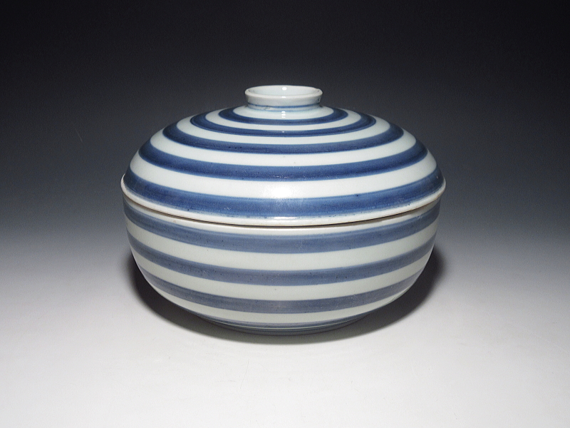 古伊万里　染付　輪線文　食籠【宝暦】