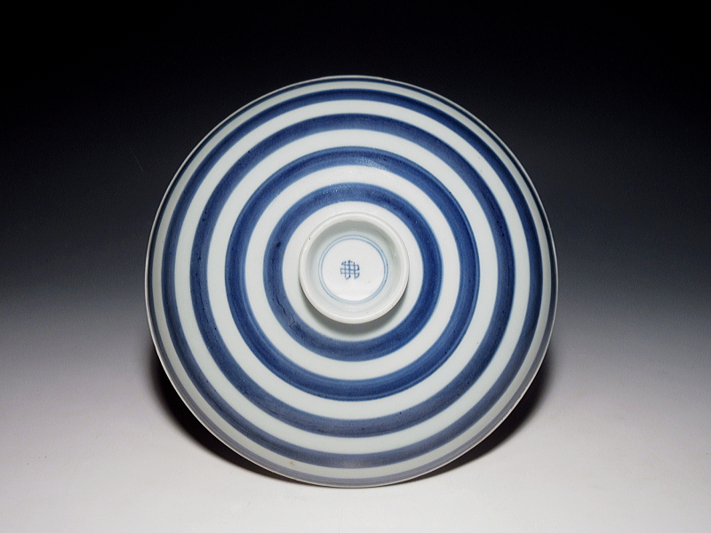 古伊万里　染付　輪線文　食籠【宝暦】