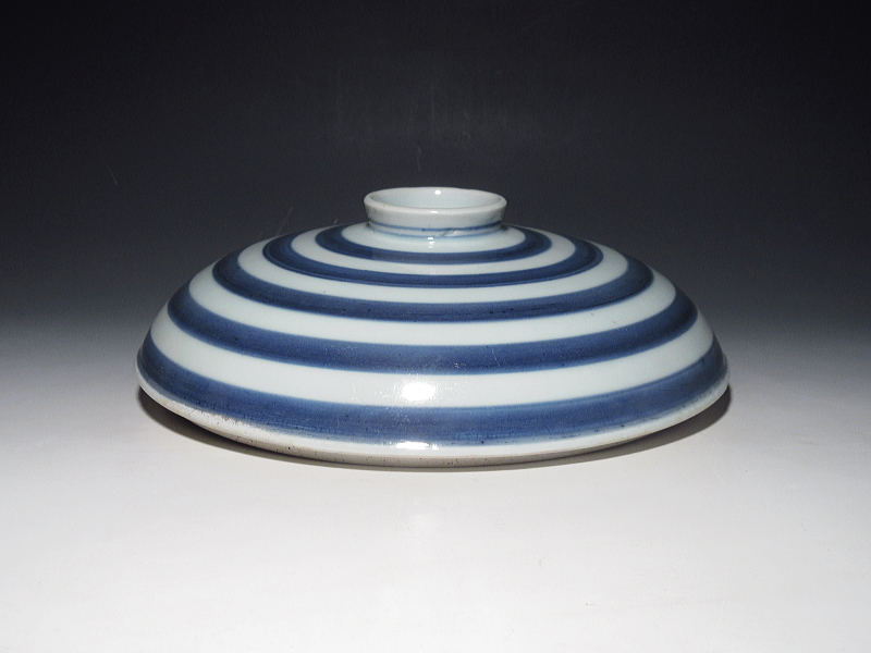 古伊万里　染付　輪線文　食籠【宝暦】