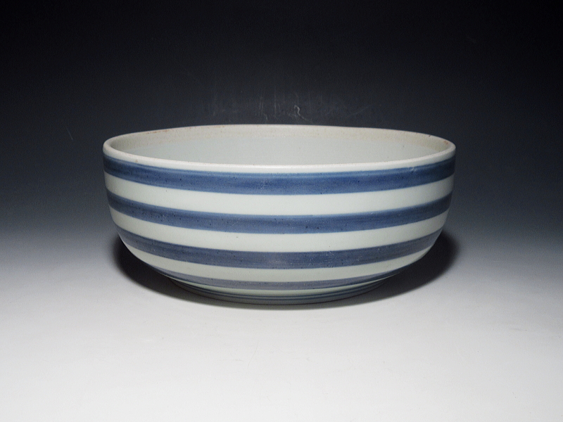 古伊万里　染付　輪線文　食籠【宝暦】