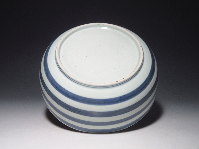 古伊万里　染付　輪線文　食籠【宝暦】