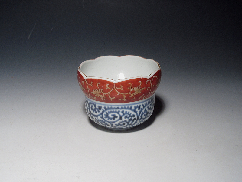 古伊万里　赤絵　蛸唐草文　向付　５客組【宝暦】