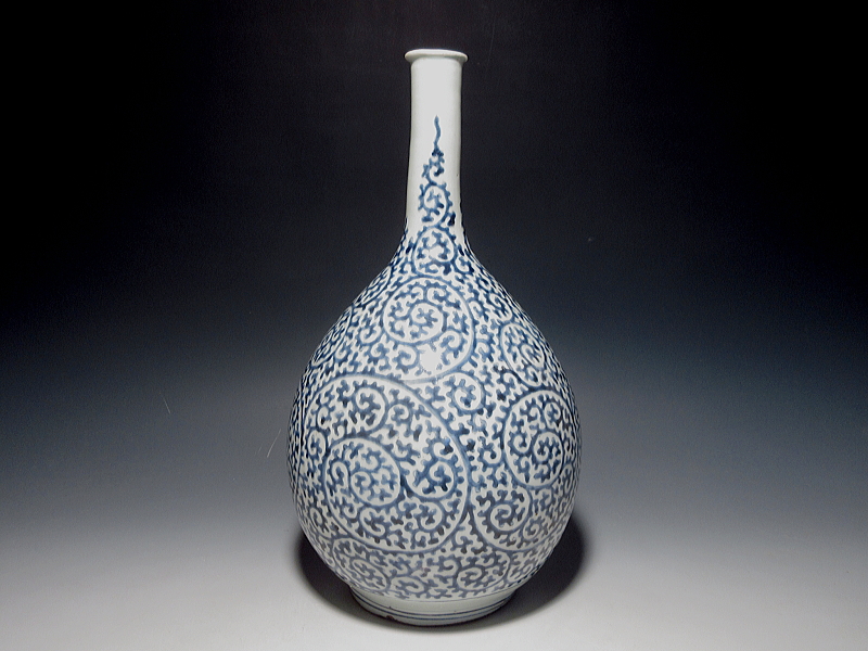 古伊万里　染付　蛸唐草文　大徳利【元禄～享保】