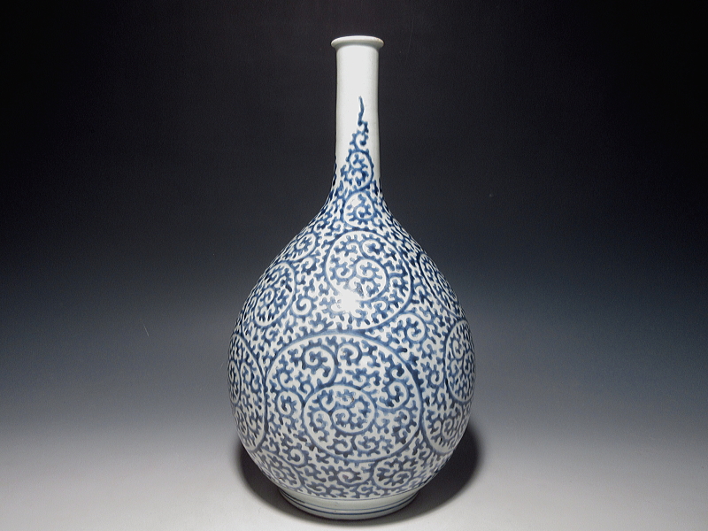 古伊万里 染付 蛸唐草文 大徳利【元禄~享保】