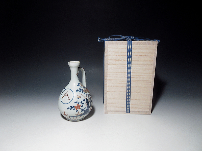 古伊万里　元禄色絵　桜花英字入　調味料入れ【元禄～享保】