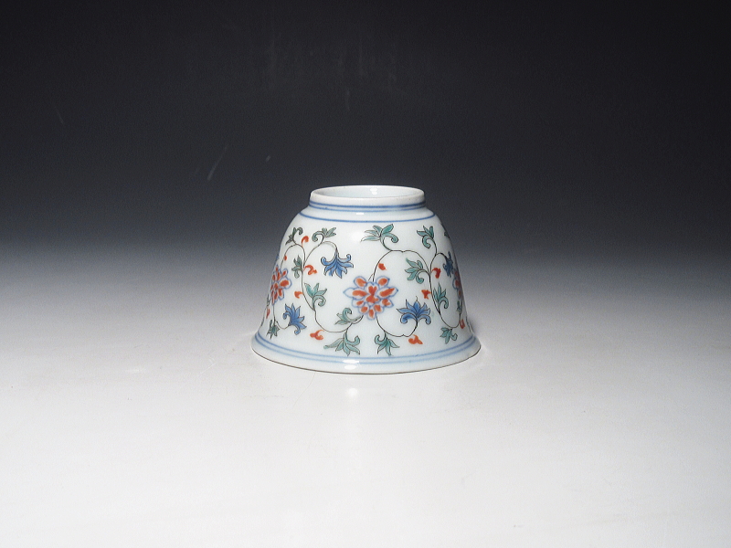 古伊万里　元禄色絵　唐草文　猪口【延宝～元禄】